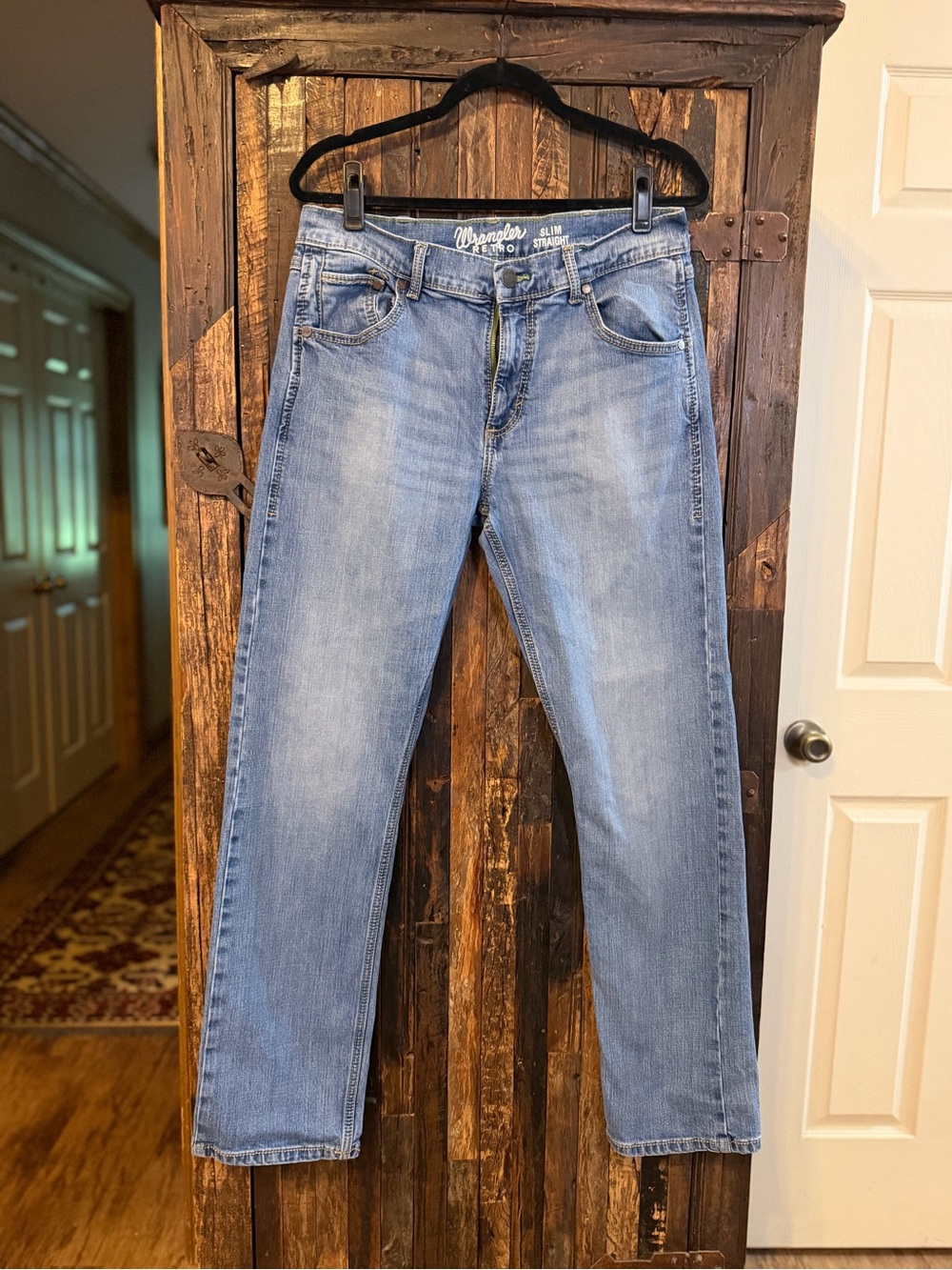 Wrangler Retro Men’s Slim Straight Jeans 36x32 Medium Wash Western Cowboy Denim